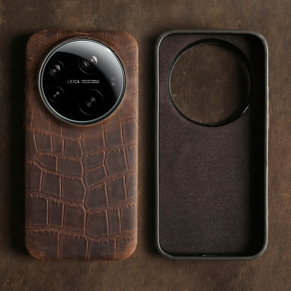 Genuine Leather Bumper Case with Raised Camera Ring for Xiaomi 17 Series