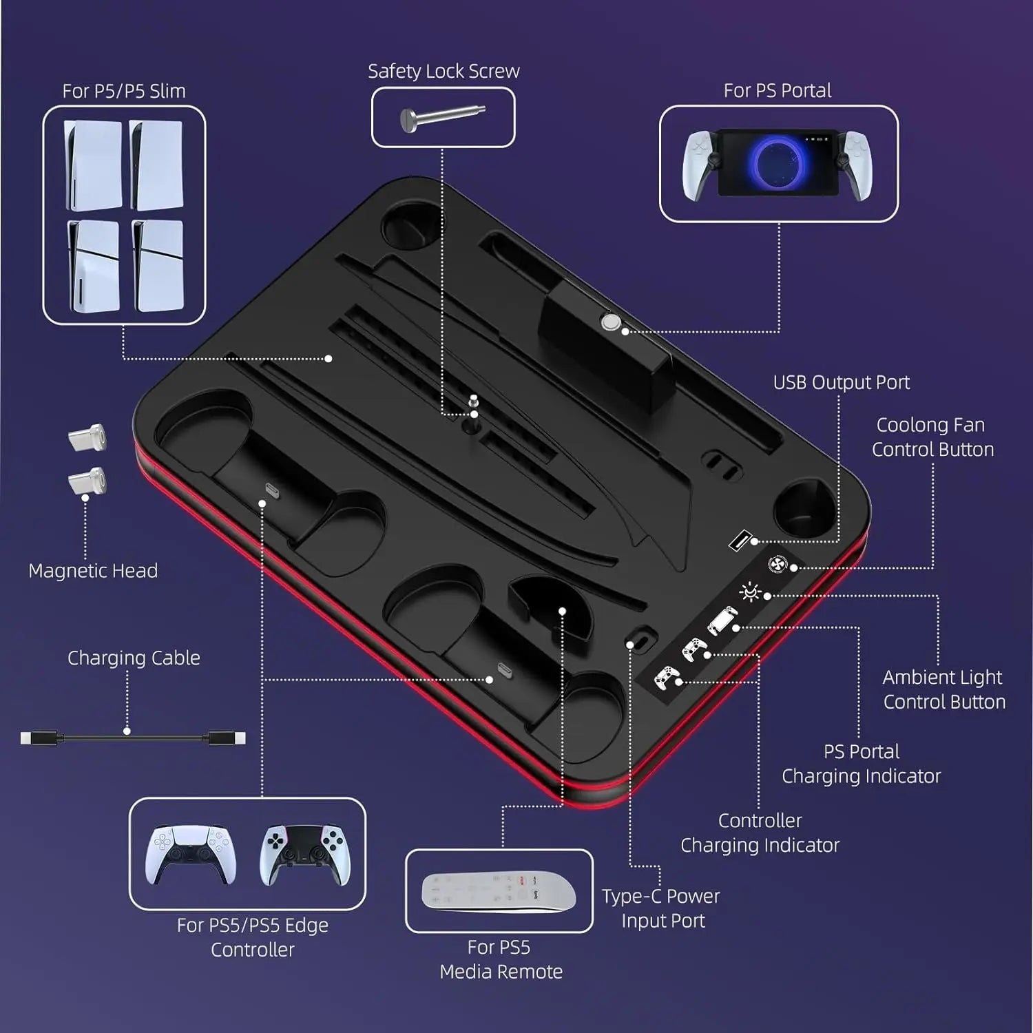 PlayStation 5 Slim Charging Stand with Cooling Station