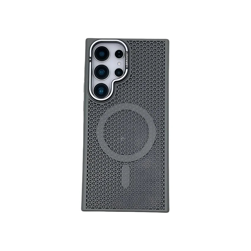 Honeycomb Grid Mesh Cooling Magnetic Phone Case with Lens Protector for Samsung Galaxy S25 Series