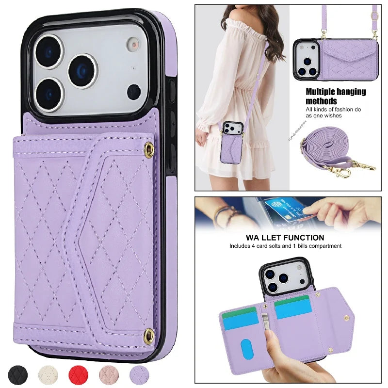 Premium Leather Crossbody Wallet Case for iPhone 17 Series