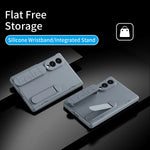 Silicone Wristband Stand Case with Tempered Glass Back for Samsung Galaxy Z Fold 8