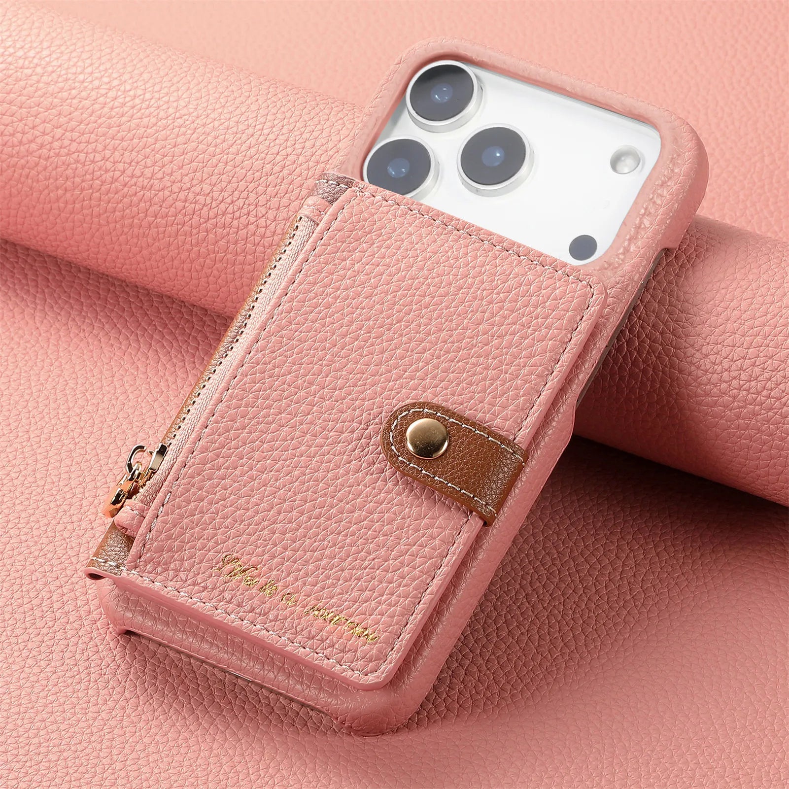 Retro Lychee Pattern Leather Wallet Case with Vertical Card Slot for iPhone 17 Series