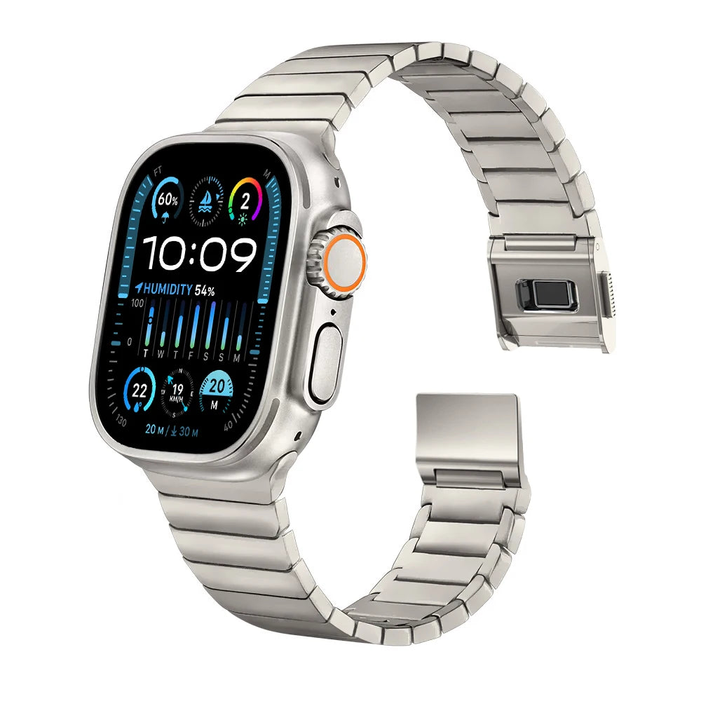 Durable Titanium Metal Band with Magnetic Buckle for Apple Watch