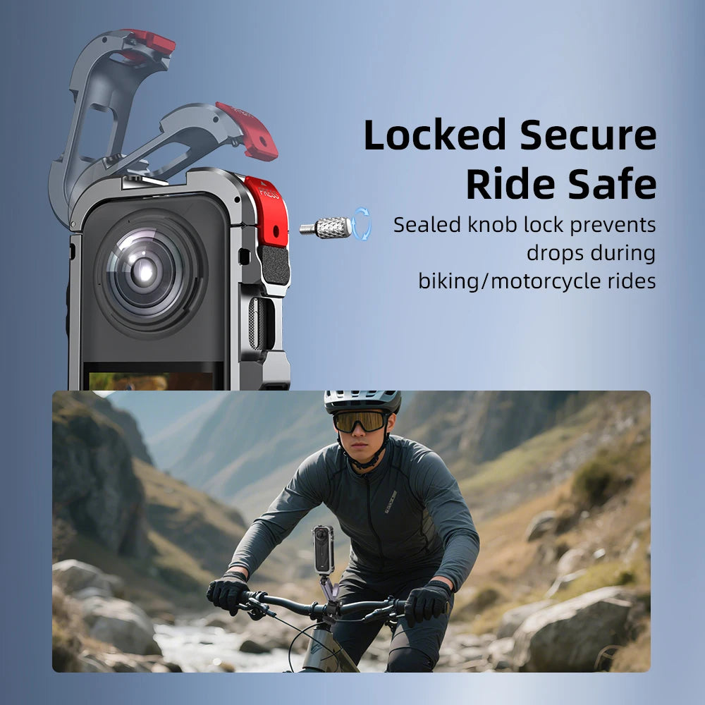 Protective Metal Cage with Cold Shoe & Lens Cover for Insta360 X5