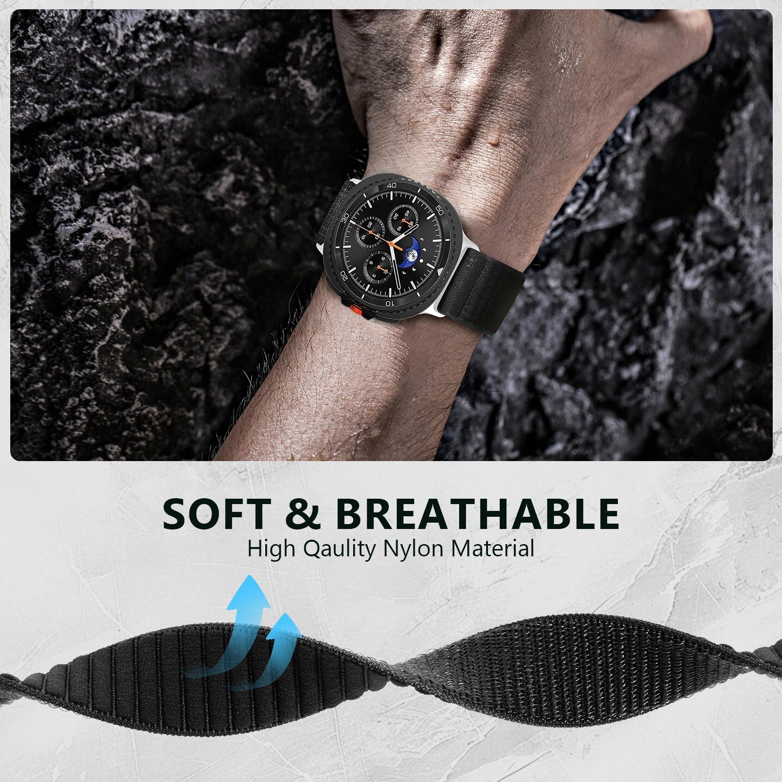 Sport Replacement Nylon Band for Samsung Galaxy Watch 8 and Galaxy Watch 8 Classic