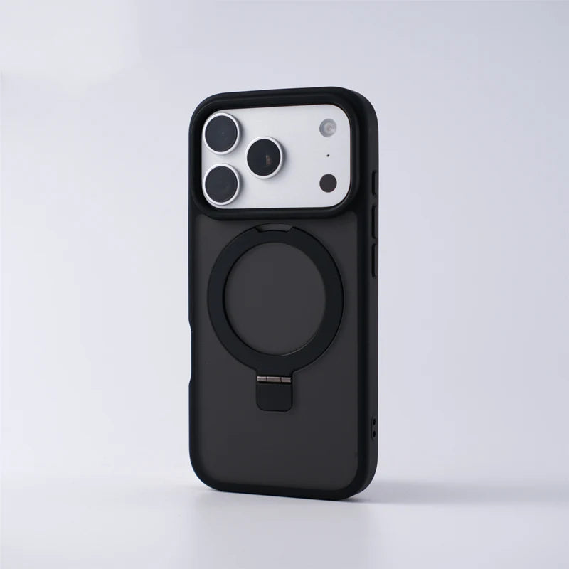 Frosted Matte Shockproof MagSafe Case with Metal Kickstand for iPhone 17 Series