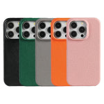 Natural Cowhide Lychee Leather MagSafe Case for iPhone 15 Series