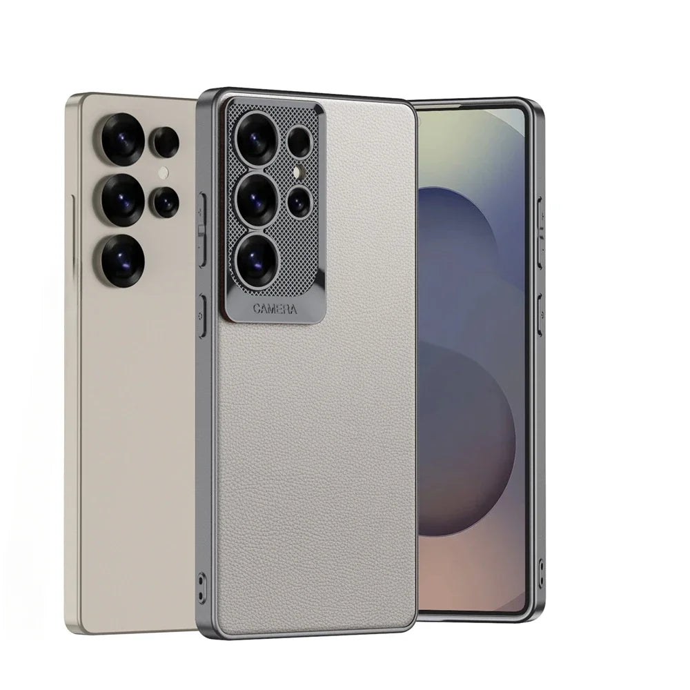 Shockproof Electroplate Leather Phone Case for Samsung Galaxy S25 Ultra