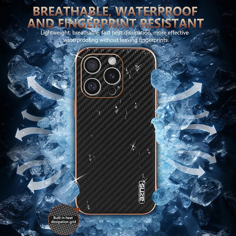 Durable Carbon Fiber Pattern Phone Case for iPhone 16 Series