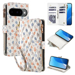 Quilted Floral Crossbody Wallet Case with Adjustable Shoulder Lanyard for Google Pixel 9 Series