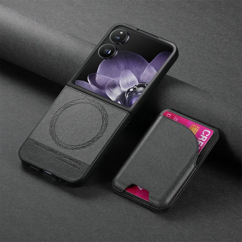 Samsung Galaxy Z Flip 7 Luxury Magnetic Leather Case with Card Holder
