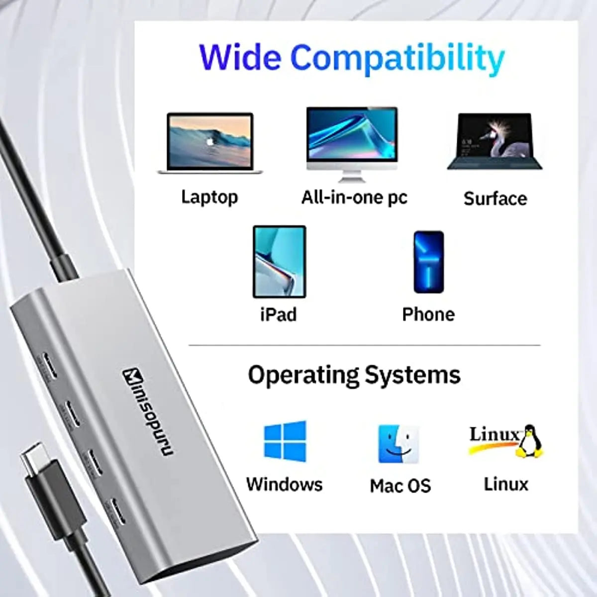 Minisopuru 4-Port USB 3.2 Gen1 Hub