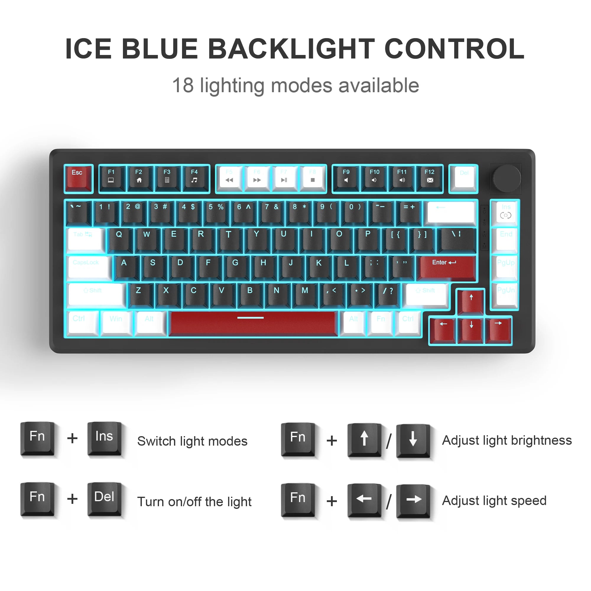 MageGee STAR75 Compact 75% Gaming Keyboard with Knob and Mechanical Switches