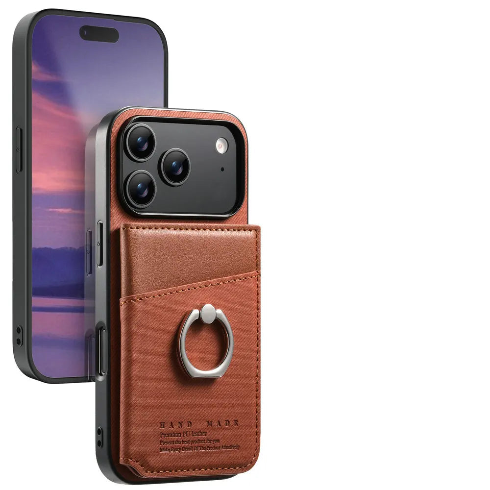 Protective Leather Wallet Case with Card Holder for iPhone 17 Series