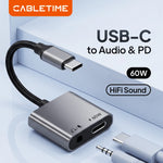CABLETIME USB-C 60W PD Audio Adapter