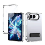 Transparent Kickstand Case with Tempered Glass Screen Protector for iPhone Duo