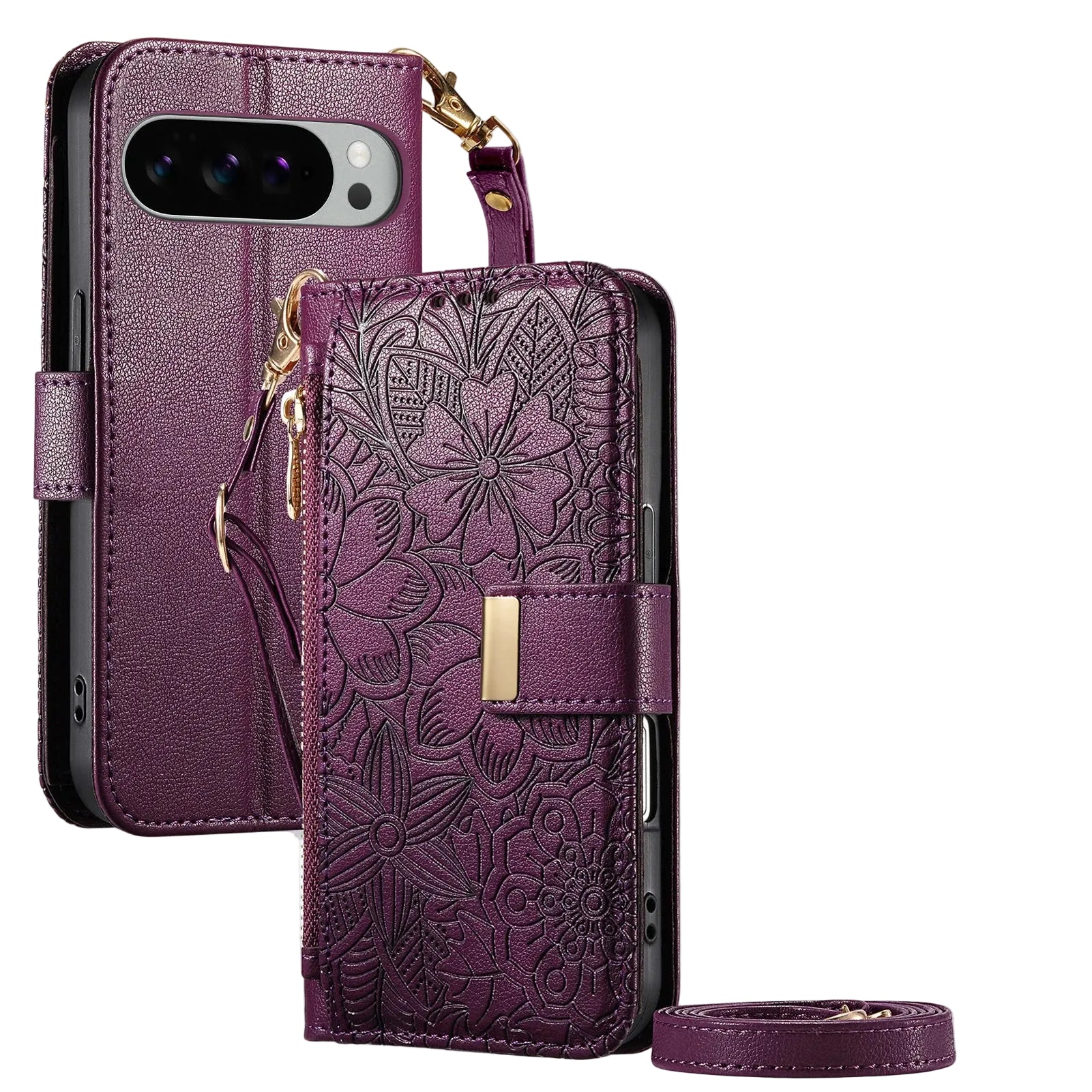 Crossbody Leather Wallet Case for Google Pixel 9 Series