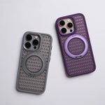 Frosted Grid Mesh MagSafe Case with 360° Rotating Kickstand for iPhone 16 Series
