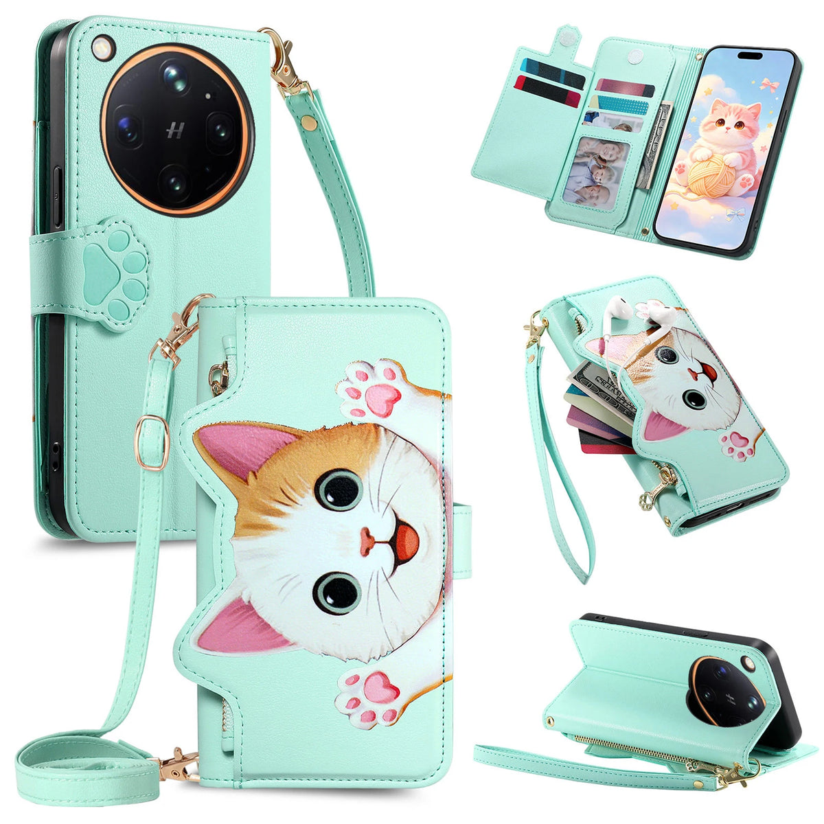 Detachable Crossbody Leather Wallet Case for OPPO Find X9 Series