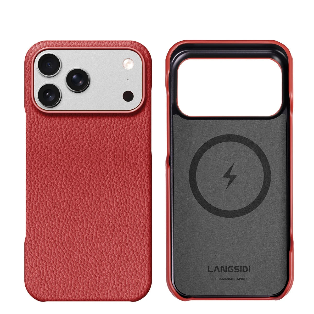 Textured Leather MagSafe Case with Built-in Wireless Charging Ring for iPhone 18 Series
