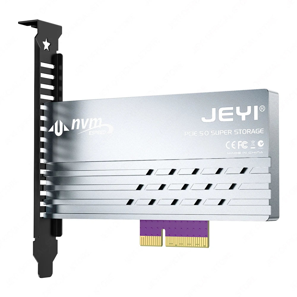 JEYI PCIe 5.0 to M.2 NVMe Adapter Card with Gen5 Heatsink Cooling