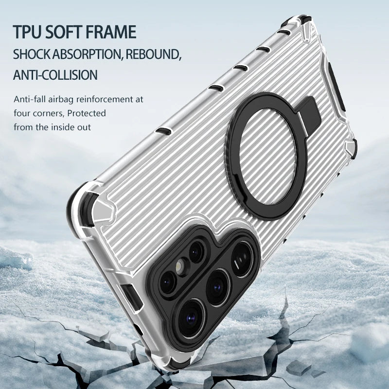 Stripe Pattern Magnetic Stand Case for Samsung Galaxy S26 Series