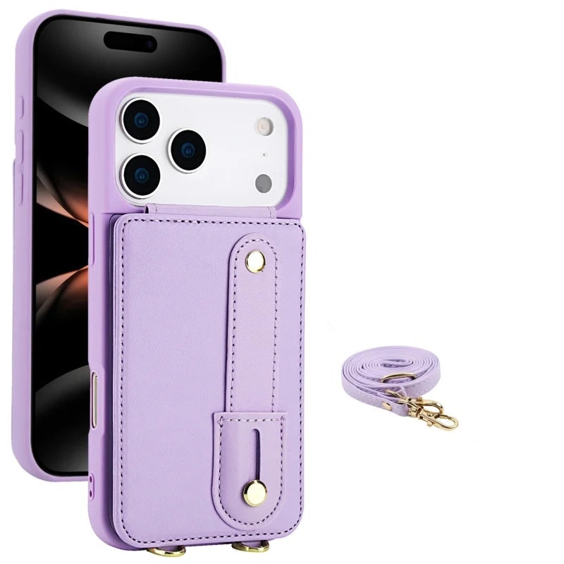 Premium PU Leather Stand Wallet Case for iPhone 17 Series