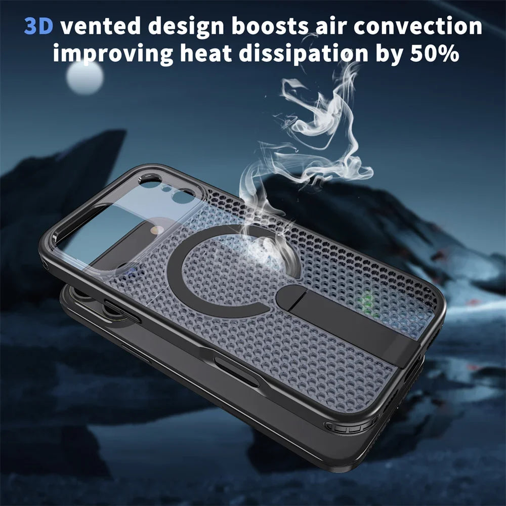Heat Dissipation MagSafe Case with Foldable Stand for iPhone 17 Series