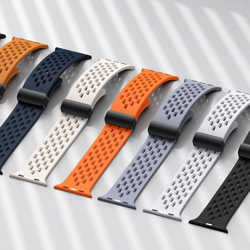 Breathable Magnetic Silicone Sport Strap for Apple Watch