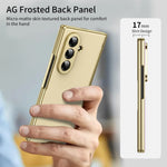 Samsung Galaxy Z Fold7 Matte Leather Case with Gold Edges & Durable Film