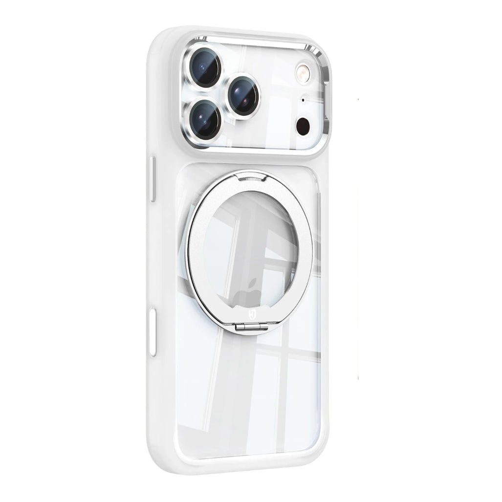 Clear MagSafe Case with Rotating Ring Stand and Removable Camera Protector for iPhone 17 Series