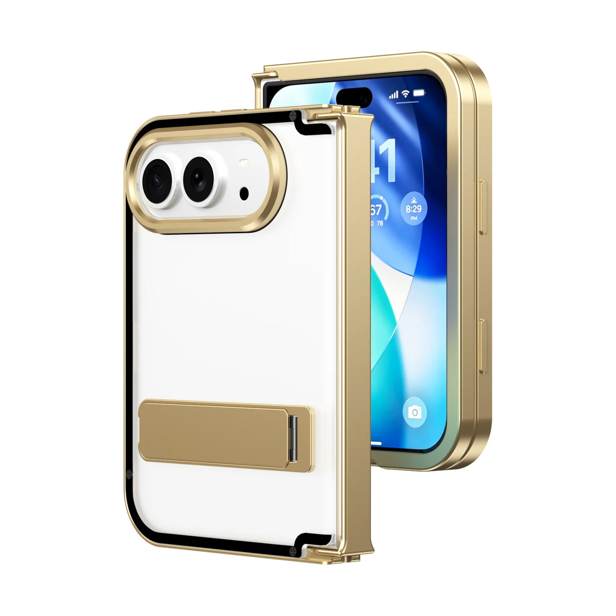 Aluminum Alloy Kickstand Case with Full Hinge Protection for iPhone Duo