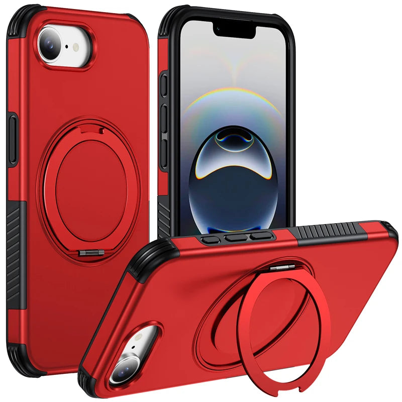 Shockproof Dual-Layer Case with 360° Rotating Ring Stand for iPhone 17e
