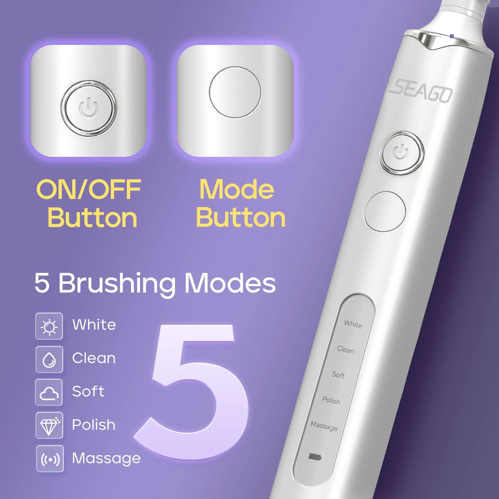 Seago 5-Mode Rechargeable Toothbrush