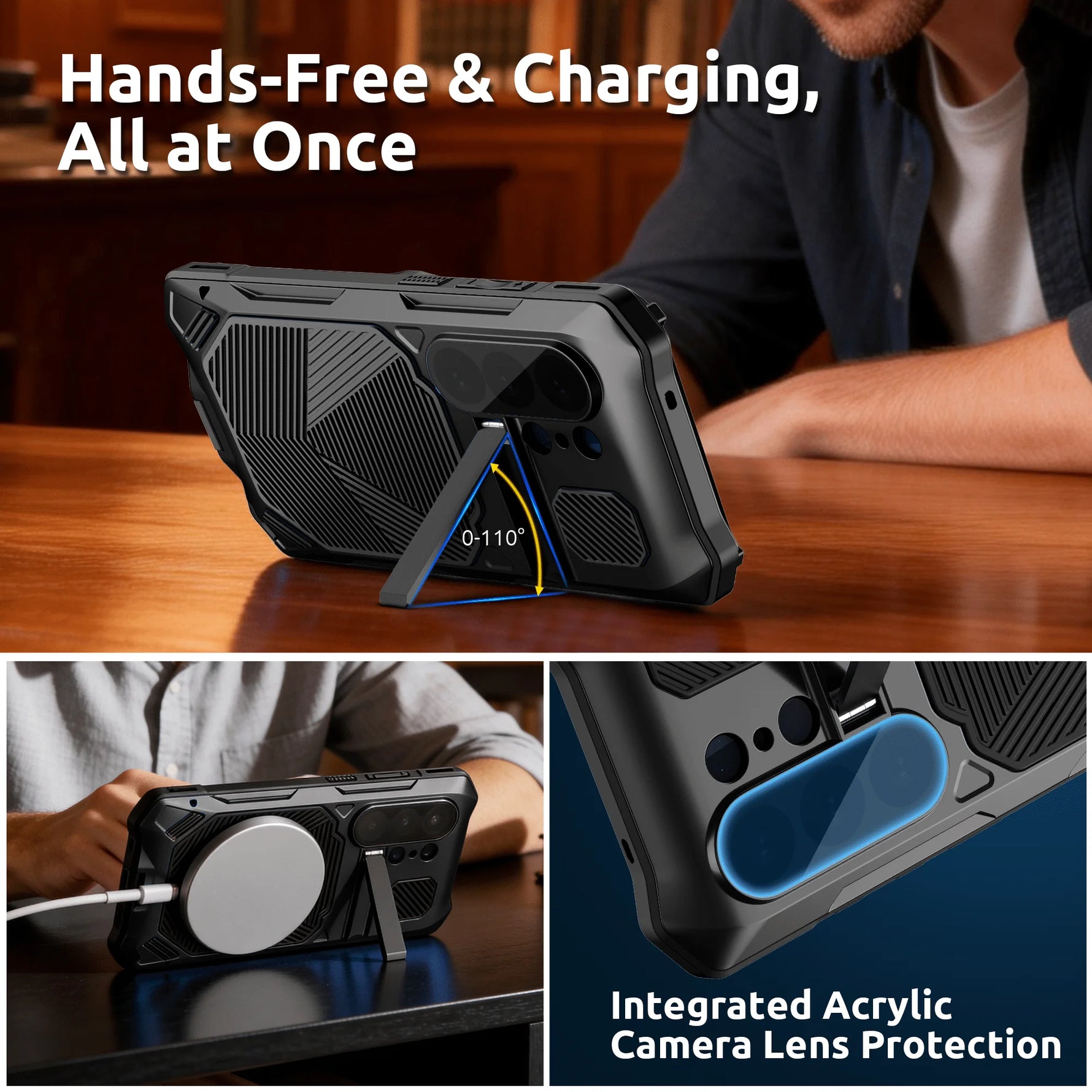 Heavy-Duty Aluminum Case with Glass and Camera Stand for Samsung Galaxy S26 Ultra