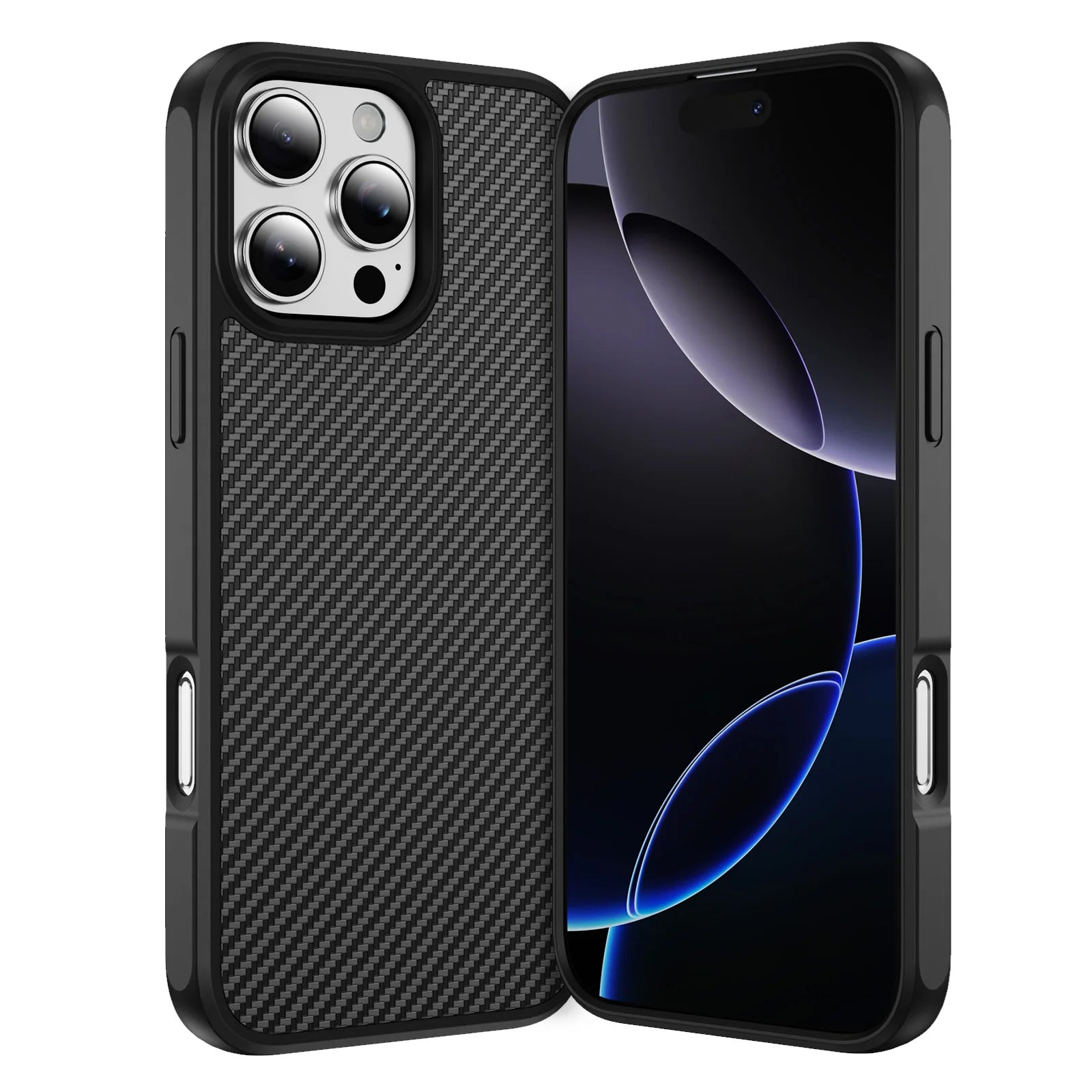 Shockproof Carbon Fiber Texture Hard Case for iPhone 16 Series