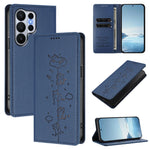 Cute Cat Embossed Leather Wallet Case for Samsung Galaxy S26 Series