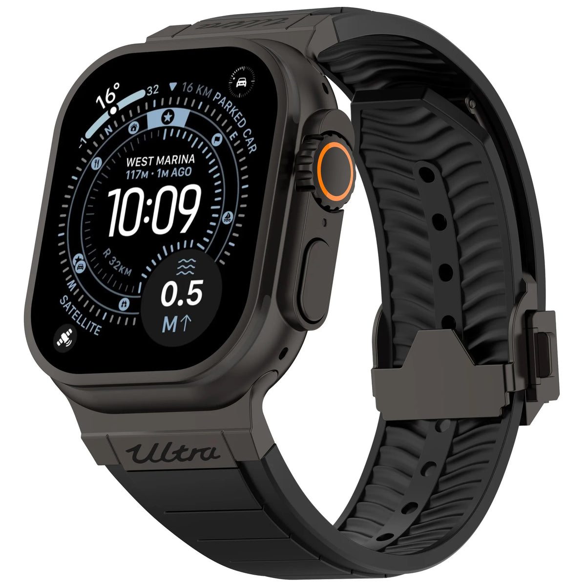 Fluororubber Sport Strap with Double-Press Clasp for Apple Watch