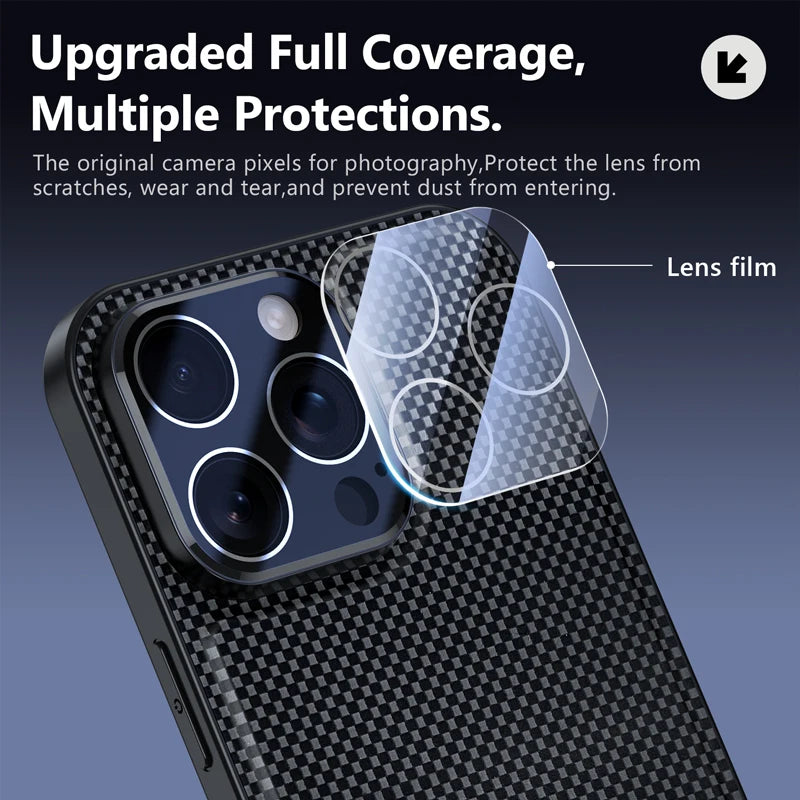 Premium Kevlar Carbon Fiber Grid Texture Case for iPhone 17 Series