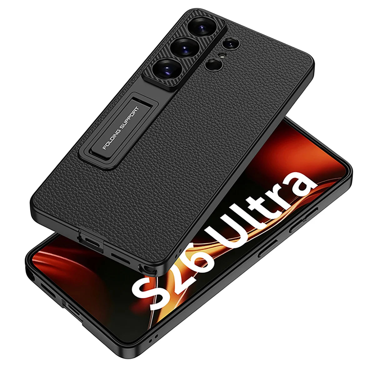 Shockproof Suede Leather Case with Hidden Stand for Samsung Galaxy S26 Ultra