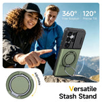 Shockproof Case with Sliding Camera Cover and Folding Ring for Samsung Galaxy S26 Series