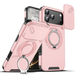 Durable Heavy Duty Case with Camera Slide Cover & Magnetic Ring Kickstand for iPhone 17 Series