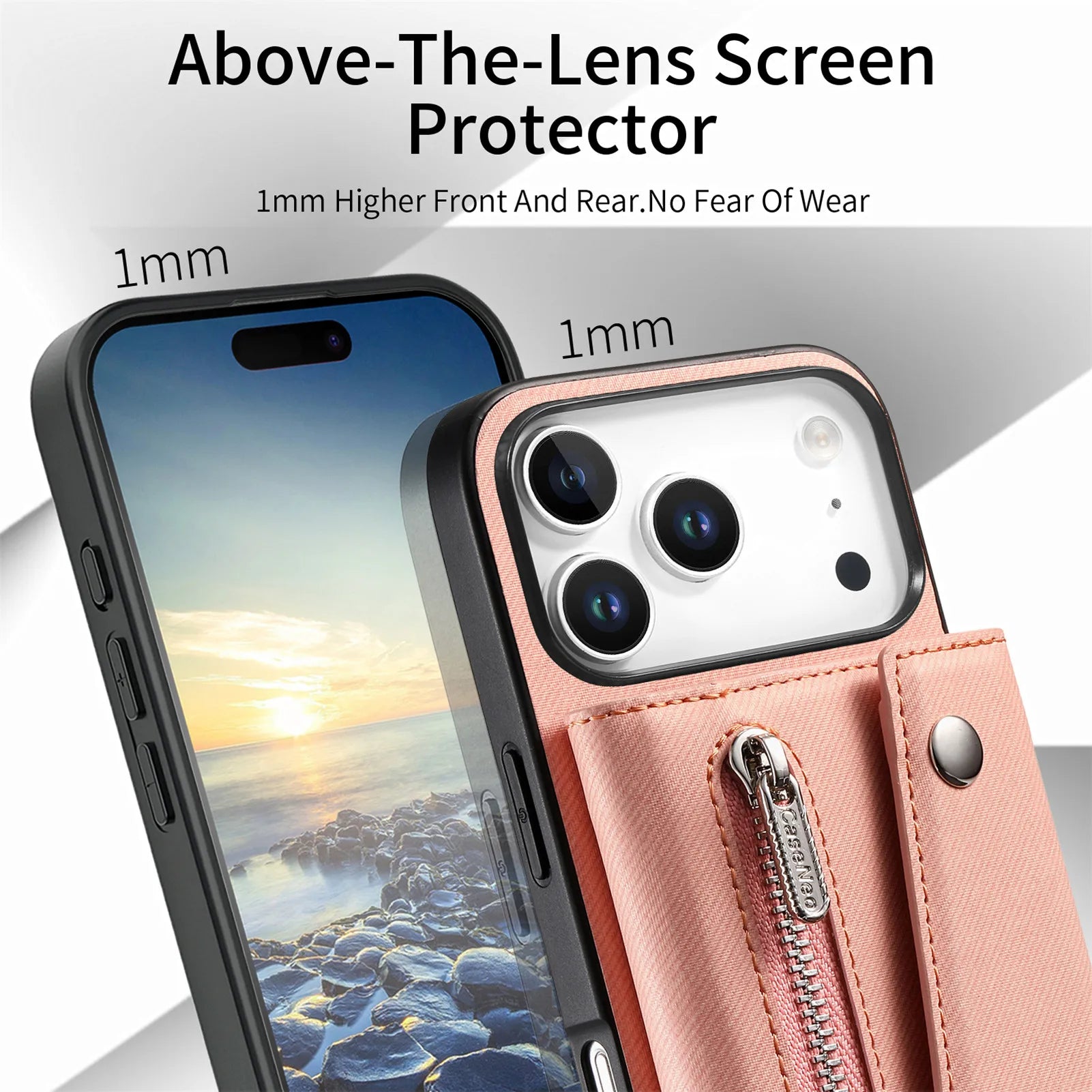 MagSafe Compatible Leather Case with Detachable Zipper Pocket for iPhone 17 Series