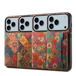 Floral Shockproof Leather Case with Card Slot for iPhone 17 Series