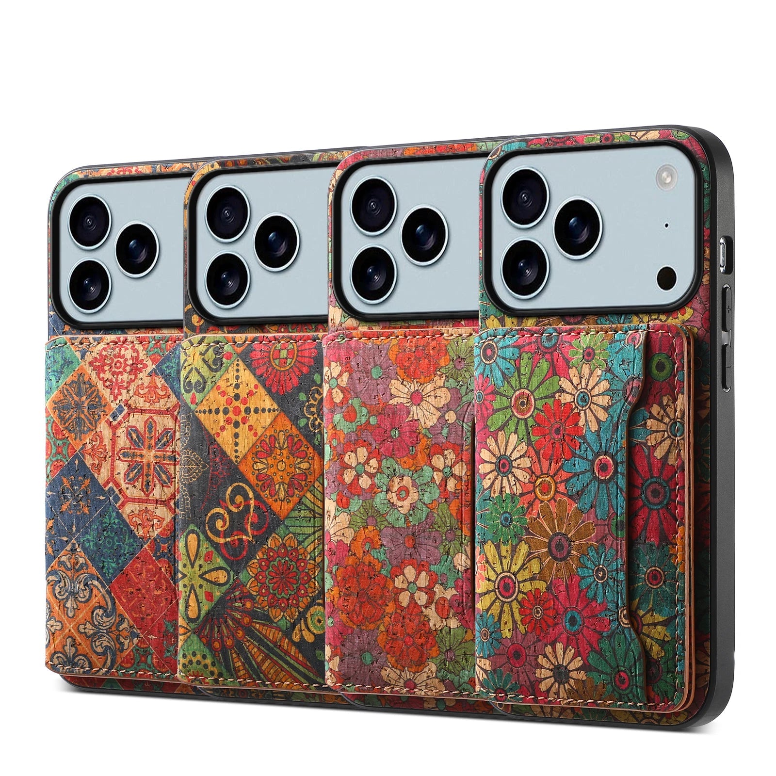 Floral Shockproof Leather Case with Card Slot for iPhone 17 Series
