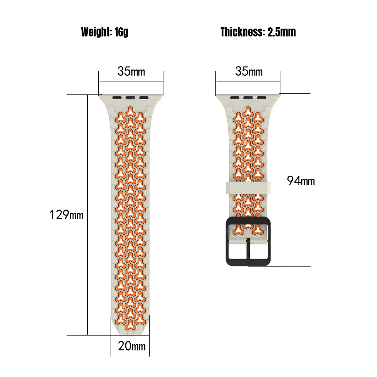 Two-Tone Silicone Band with Pin-and-Tuck Buckle for Apple Watch
