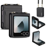 Crossbody Leather Phone Case with Card Slots & Lanyard for Samsung Galaxy Z Flip 6