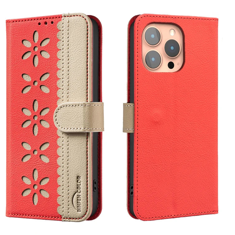 Flower Pattern Flip Leather Wallet Case for iPhone 15 Series