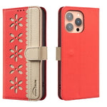 Flower Pattern Flip Leather Wallet Case for iPhone 15 Series