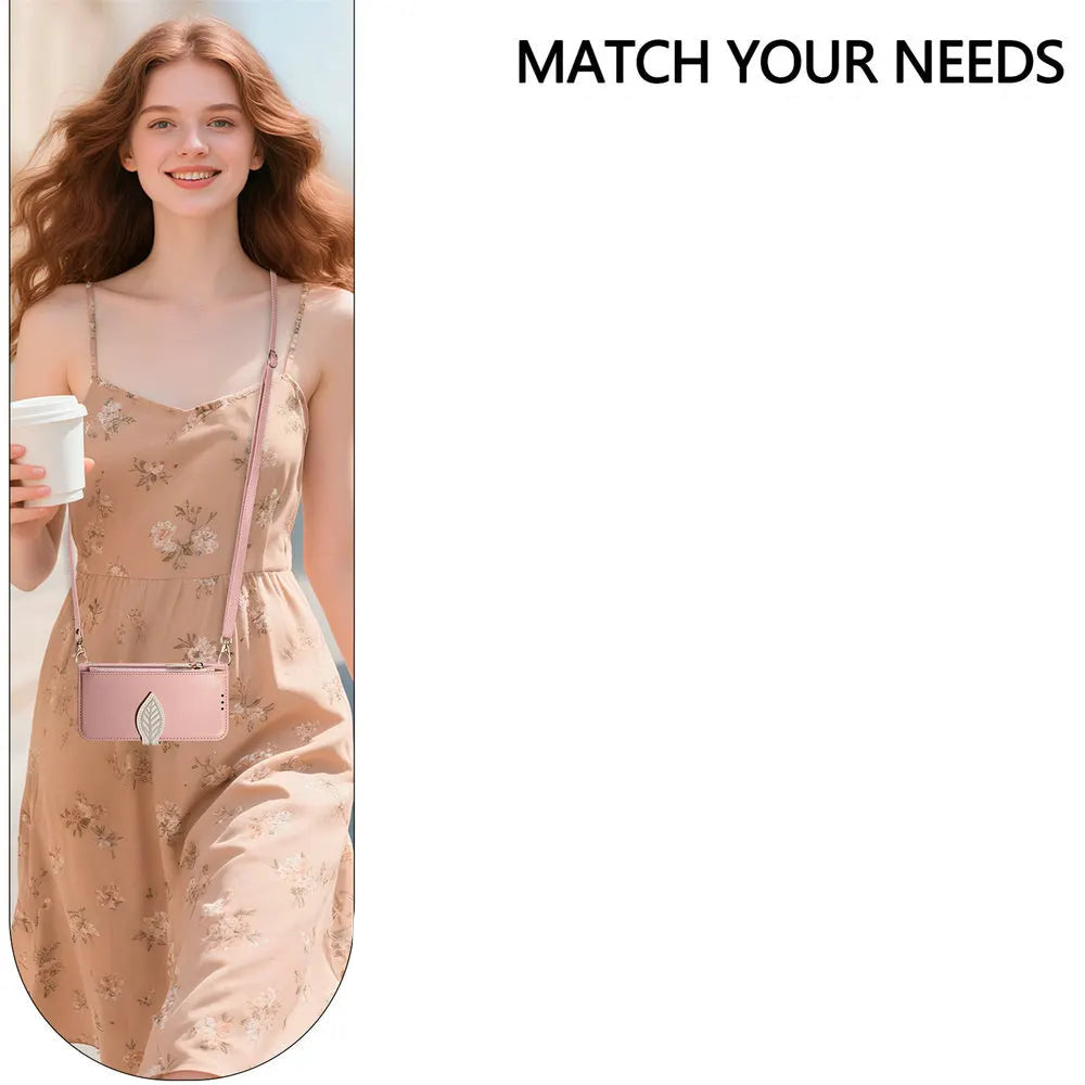 Leather Zipper Phone Case for OPPO Find X9 / X9 Pro (Long Strap)